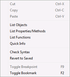 Script Editor Context Menu